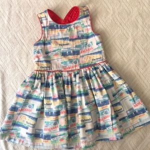 Genuine Kids Osh Kosh 1950’s postcard print dress